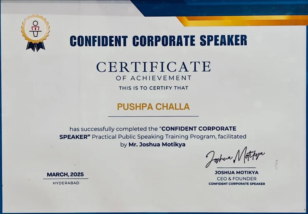 Someone speaking confidently in a meeting